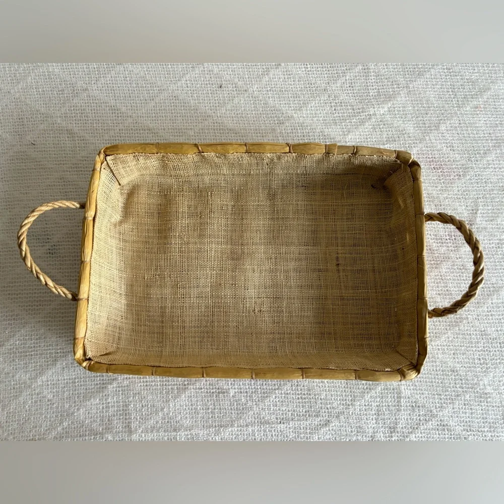 Vintage woven wicker basket tray